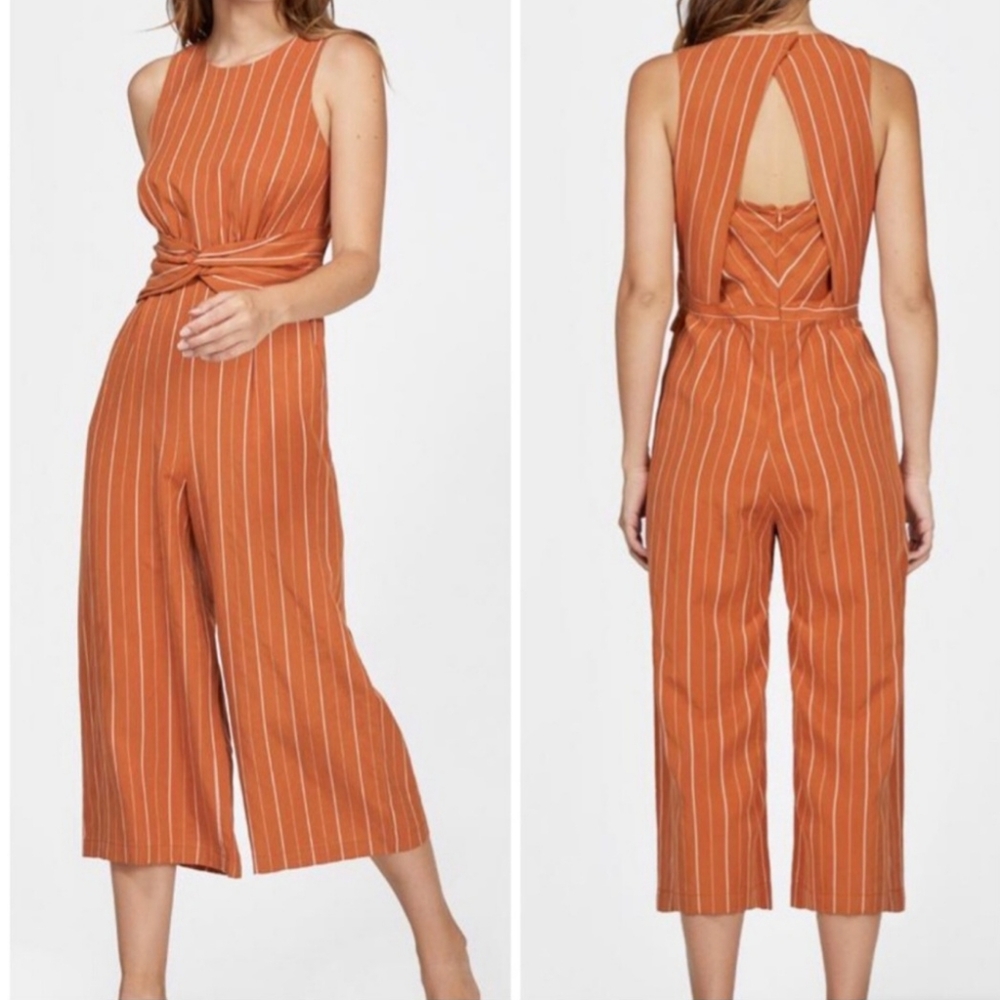 Greylin Peyton Pinstripe Knot Jumpsuit